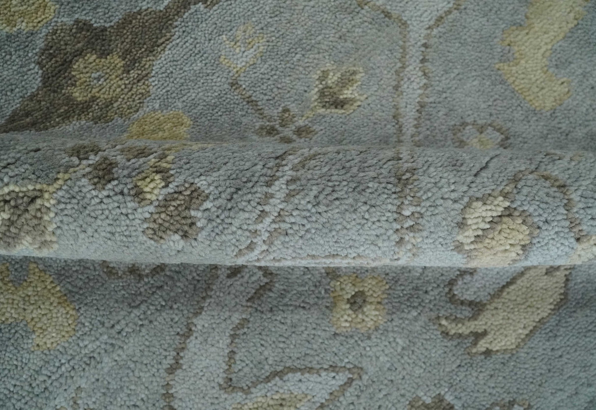 Hand Knotted 8x10 Oriental Oushak Charcoal Silver and Beige Wool Area Rug | TRDCP1182810