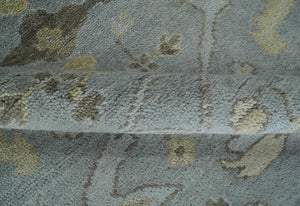 Hand Knotted 8x10 Oriental Oushak Charcoal Silver and Beige Wool Area Rug | TRDCP1182810