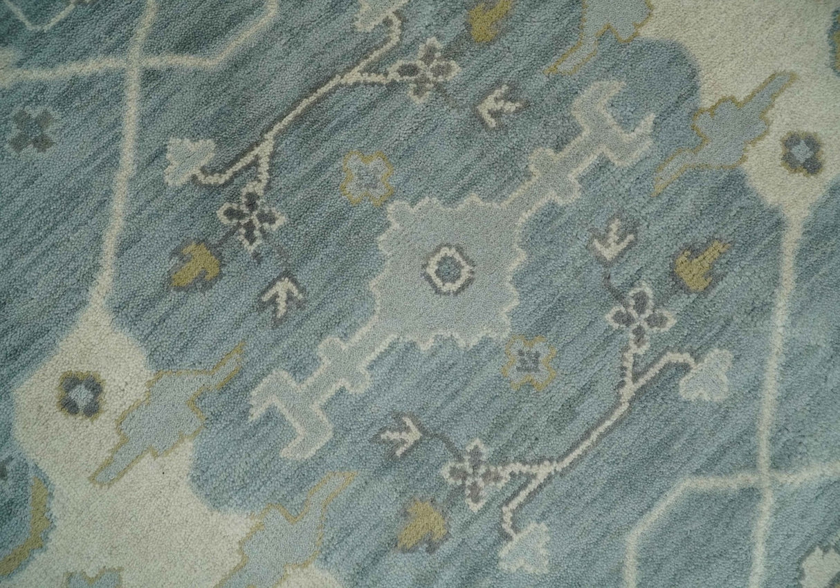 Hand Knotted 8x10 Oriental Oushak Silver, Ivory and Beige Wool Area Rug | TRDCP1195810