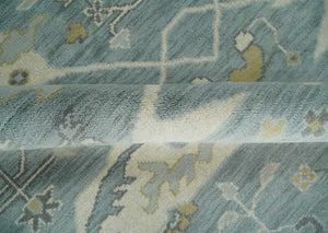 Hand Knotted 8x10 Oriental Oushak Silver, Ivory and Beige Wool Area Rug | TRDCP1195810