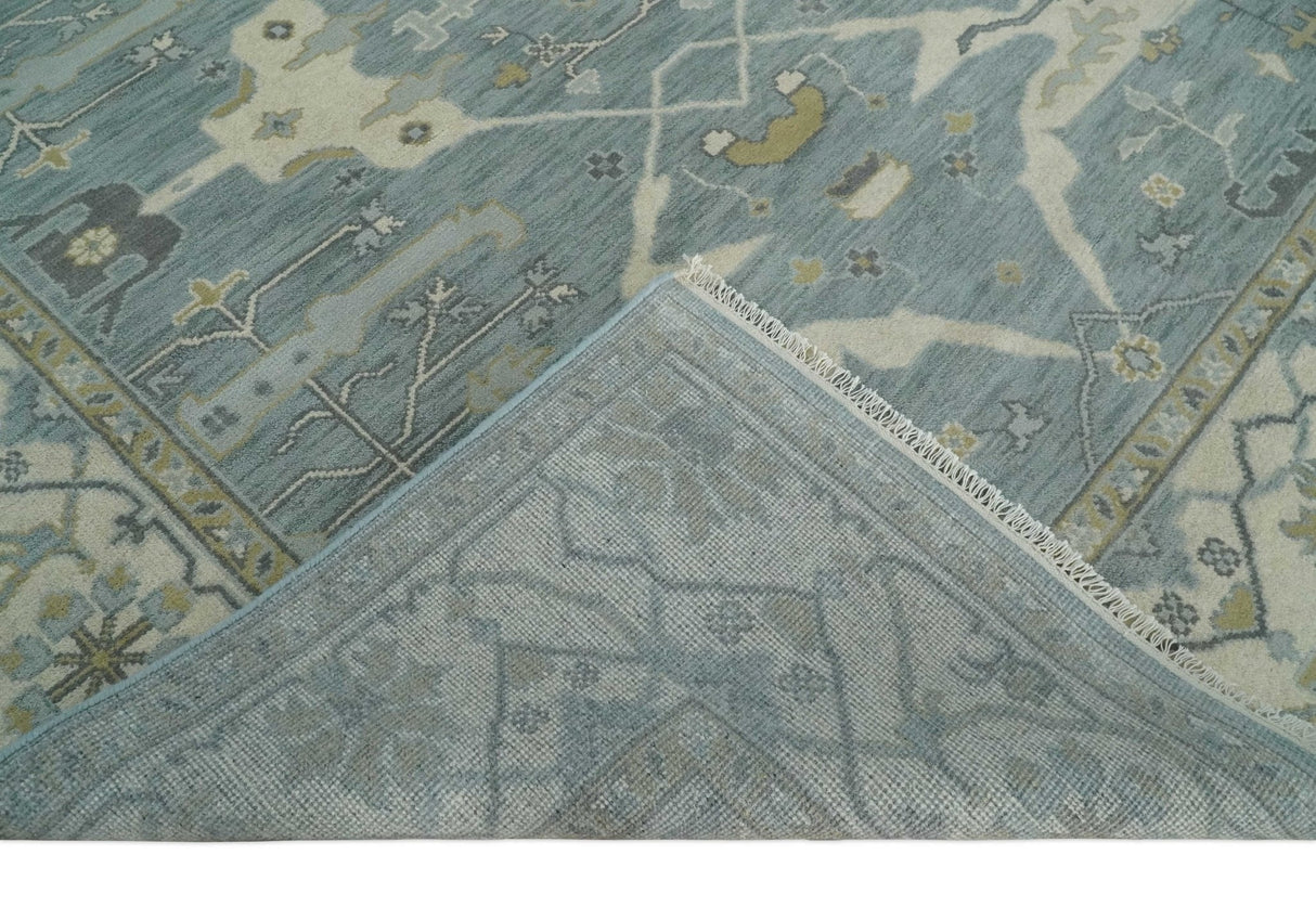 Hand Knotted 8x10 Oriental Oushak Silver, Ivory and Beige Wool Area Rug | TRDCP1195810