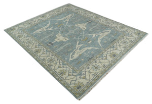 Hand Knotted 8x10 Oriental Oushak Silver, Ivory and Beige Wool Area Rug | TRDCP1195810