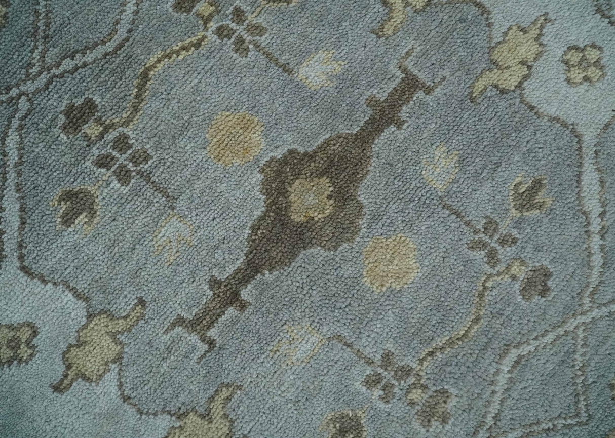 Hand Knotted 8x10 Oriental Oushak Silver and Beige Wool Area Rug | TRDCP1198810