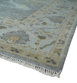 Hand Knotted 8x10 Oriental Oushak Silver and Beige Wool Area Rug | TRDCP1198810