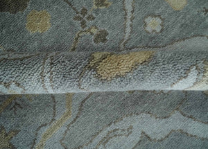Hand Knotted 8x10 Oriental Oushak Silver and Beige Wool Area Rug | TRDCP1198810
