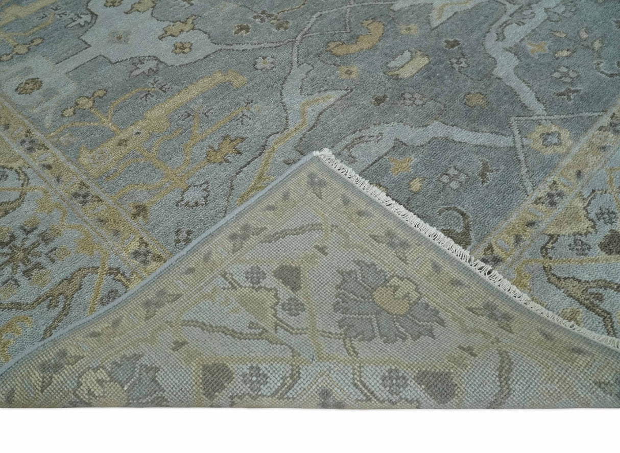 Hand Knotted 8x10 Oriental Oushak Silver and Beige Wool Area Rug | TRDCP1198810
