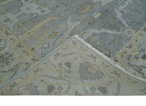 Hand Knotted 8x10 Oriental Oushak Silver and Beige Wool Area Rug | TRDCP1198810