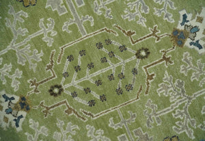 Hand Knotted 8x10 and 10x14 Light Green, Ivory and Silver Traditional Turkish Antique Style Wool Area Rug