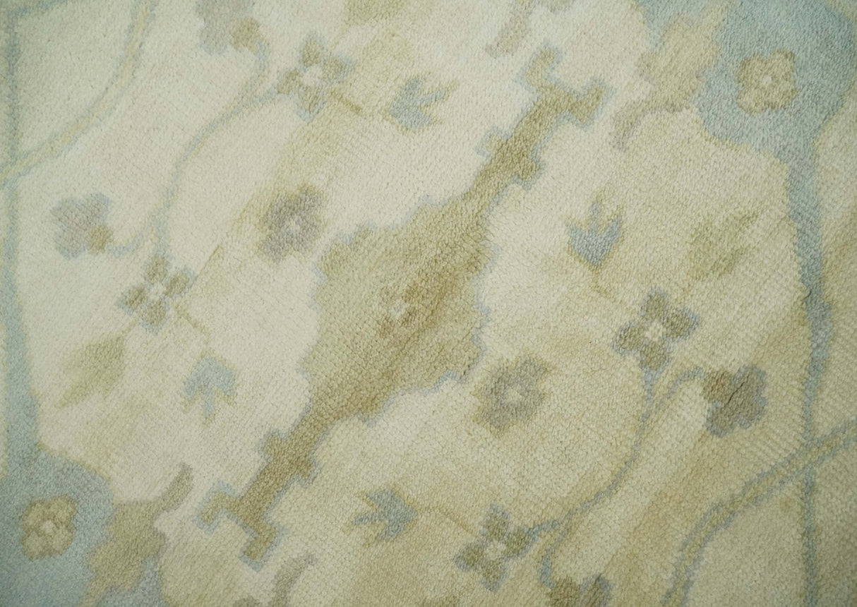 Hand Knotted 8x8 Oriental Oushak Ivory, Beige and Gray Wool Area Rug