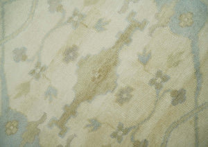 Hand Knotted 8x8 Oriental Oushak Ivory, Beige and Gray Wool Area Rug
