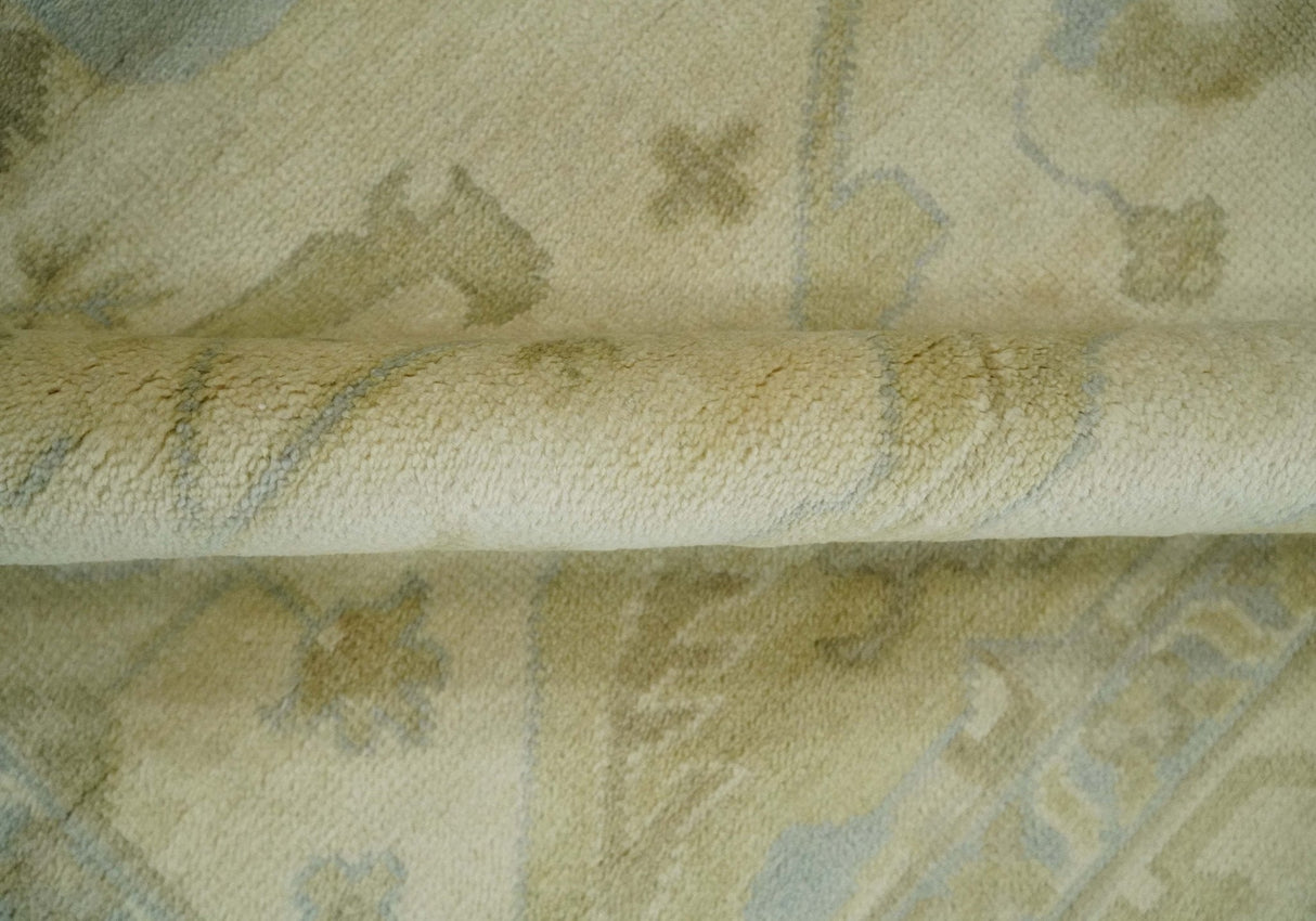 Hand Knotted 8x8 Oriental Oushak Ivory, Beige and Gray Wool Area Rug