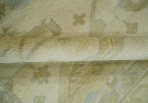 Hand Knotted 8x8 Oriental Oushak Ivory, Beige and Gray Wool Area Rug