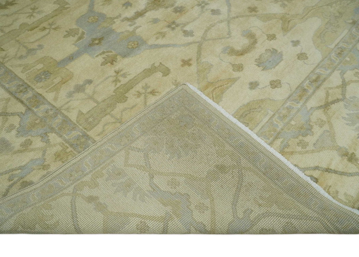 Hand Knotted 8x8 Oriental Oushak Ivory, Beige and Gray Wool Area Rug