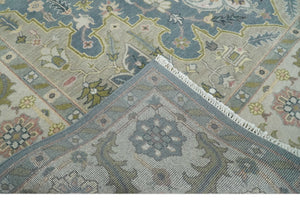 Hand Knotted 9x12 Ivory, Gray, Beige and Olive Traditional Vintage Heriz Serapi Wool Rug | TRDCP1041912