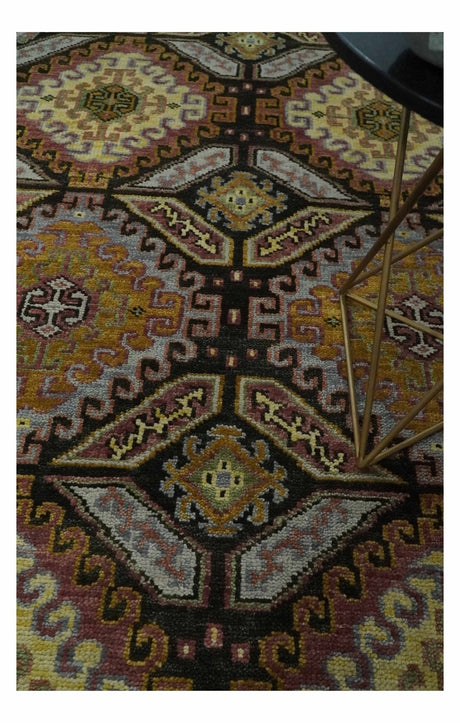 Hand Knotted 9x12 Olive, Gold, Black and Brown Oriental Traditional Wool Area Rug