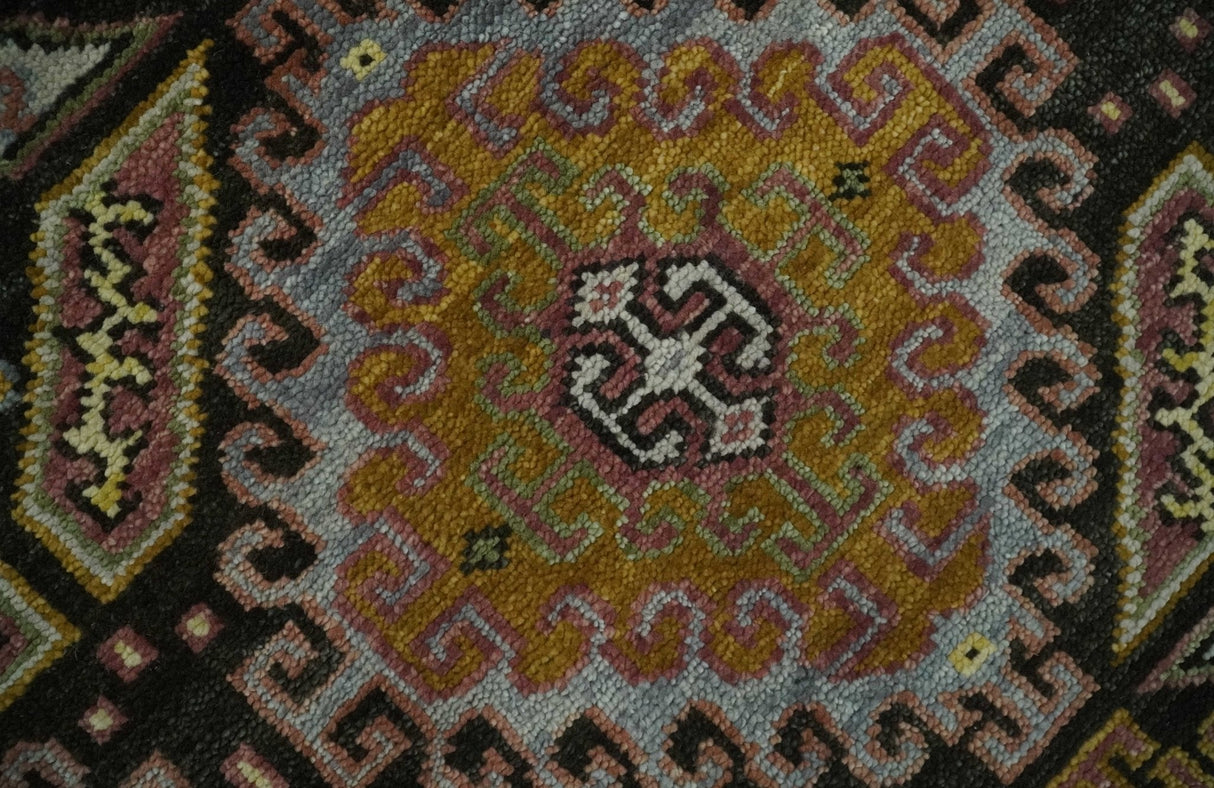 Hand Knotted 9x12 Olive, Gold, Black and Brown Oriental Traditional Wool Area Rug