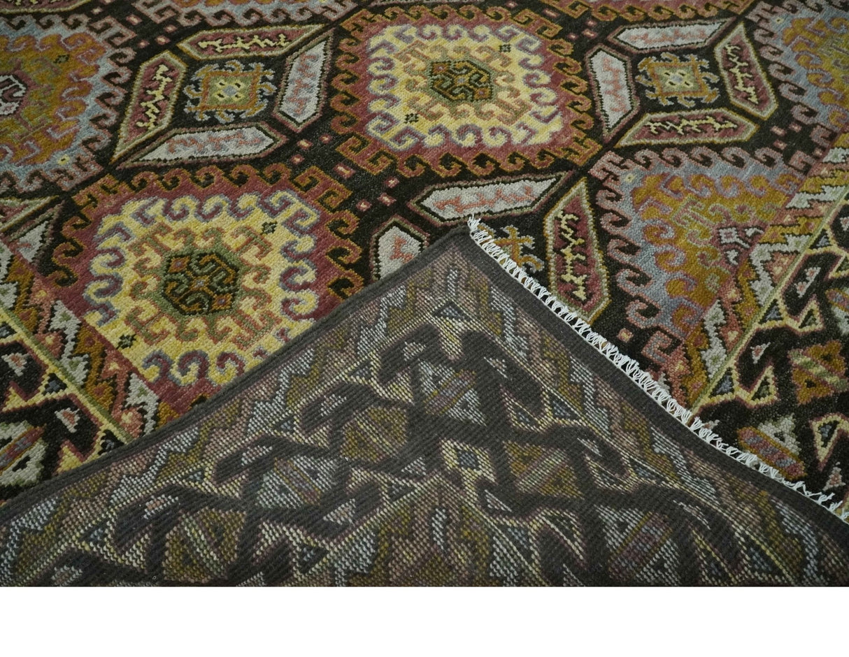 Hand Knotted 9x12 Olive, Gold, Black and Brown Oriental Traditional Wool Area Rug