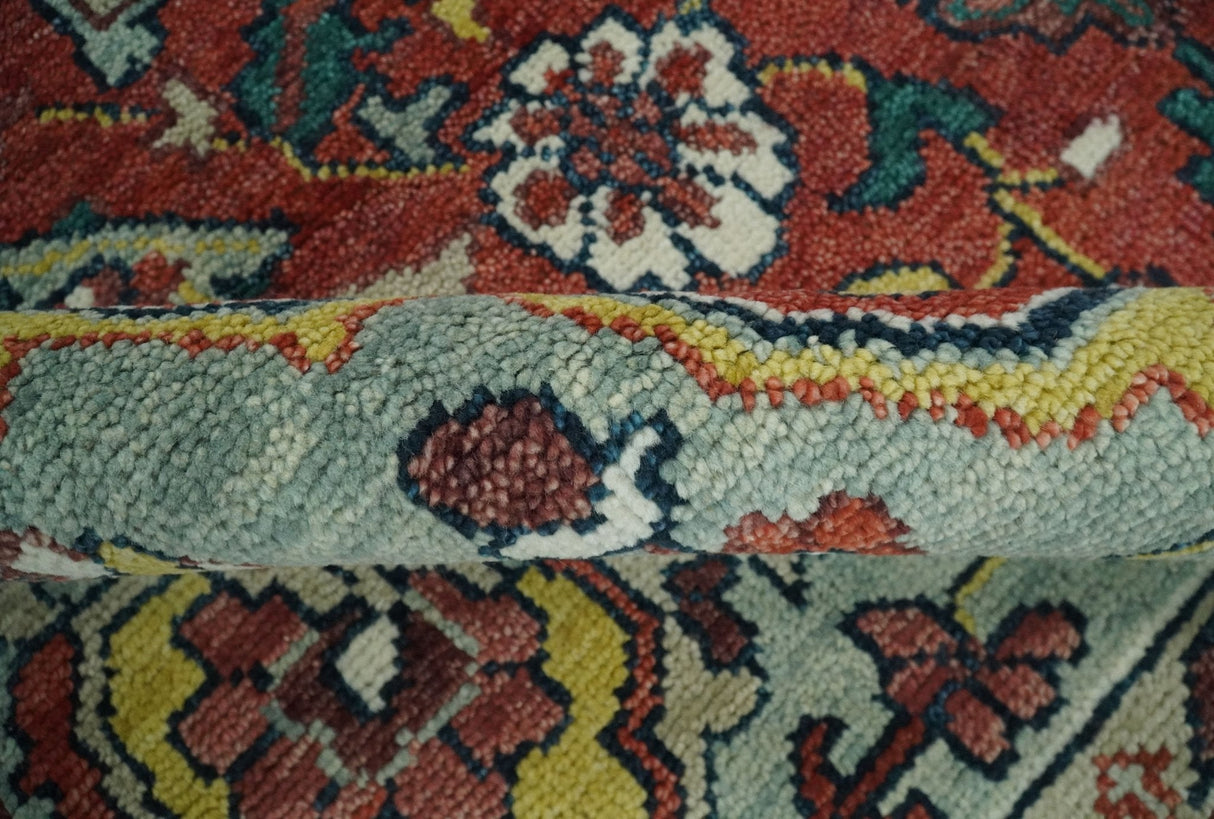 Hand Knotted Antique 8x10 Red and Ivory Traditional Persian Vintage Style Area Rug | TRDC5541014