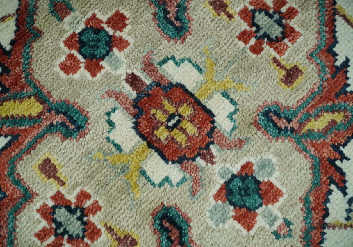 Hand Knotted Antique 8x10 Red and Ivory Traditional Persian Vintage Style Area Rug | TRDC5541014