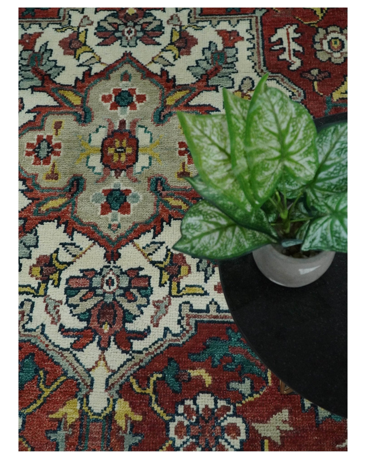 Hand Knotted Antique 8x10 Red and Ivory Traditional Persian Vintage Style Area Rug | TRDC5541014