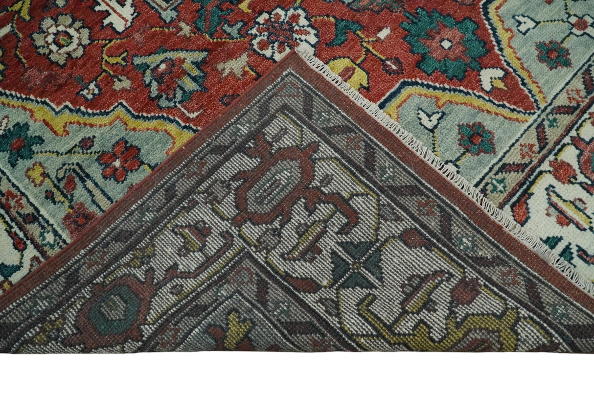 Hand Knotted Antique 8x10 Red and Ivory Traditional Persian Vintage Style Area Rug | TRDC5541014