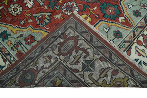 Hand Knotted Antique 8x10 Red and Ivory Traditional Persian Vintage Style Area Rug | TRDC5541014