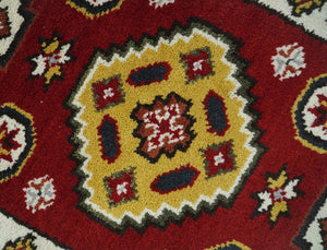 Hand Knotted Antique Kazak Runner Red and Ivory Traditional Tribal Armenian Rug | KZA5
