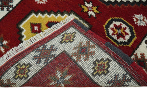 Hand Knotted Antique Kazak Runner Red and Ivory Traditional Tribal Armenian Rug | KZA5
