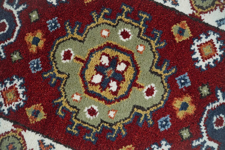 Hand Knotted Antique Kazak Runner Rust and Ivory Traditional Tribal Armenian Rug | KZA7