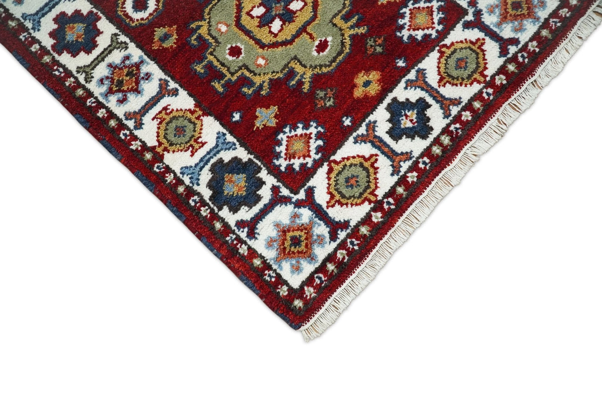 Hand Knotted Antique Kazak Runner Rust and Ivory Traditional Tribal Armenian Rug | KZA7