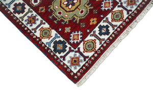 Hand Knotted Antique Kazak Runner Rust and Ivory Traditional Tribal Armenian Rug | KZA7