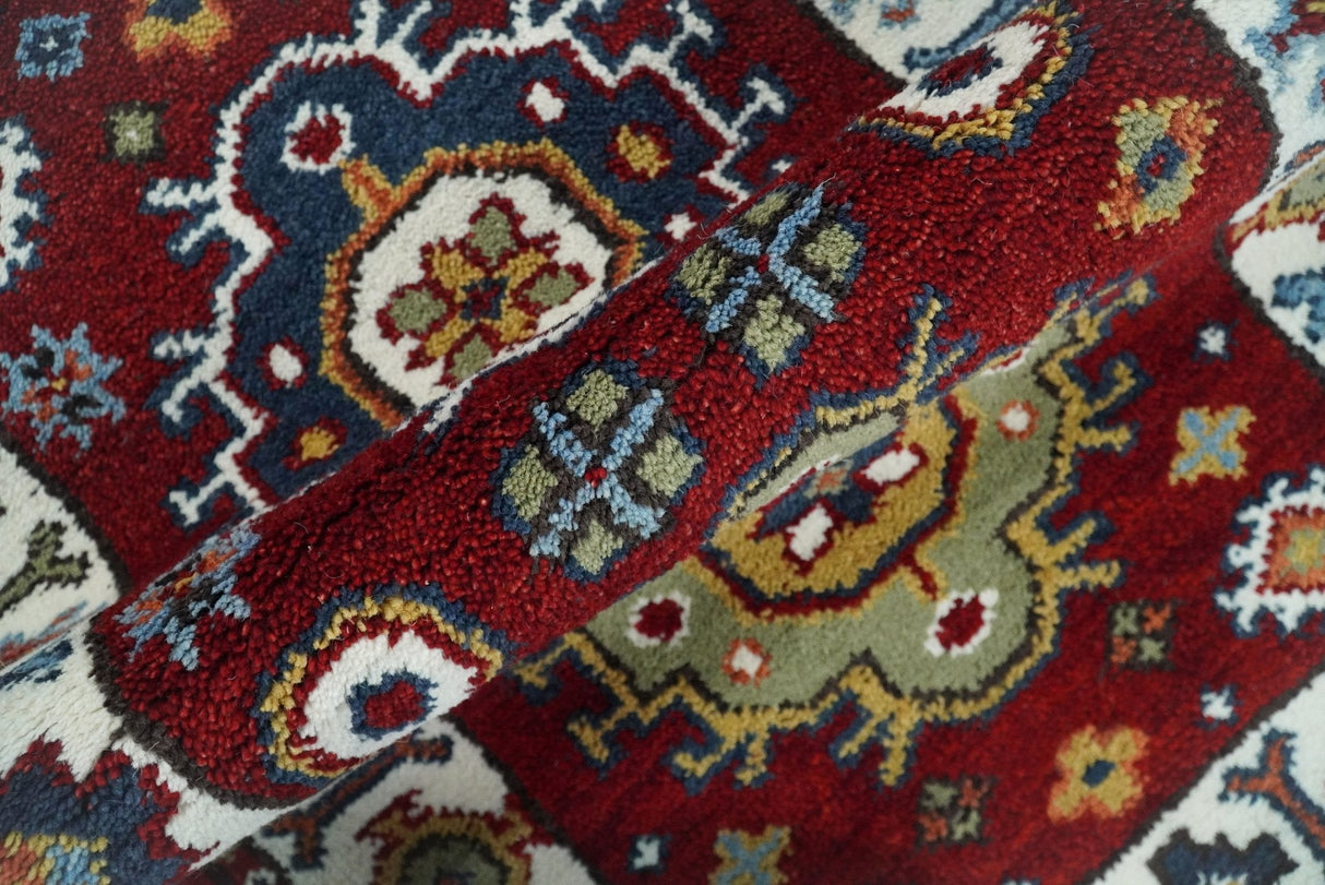 Hand Knotted Antique Kazak Runner Rust and Ivory Traditional Tribal Armenian Rug | KZA7