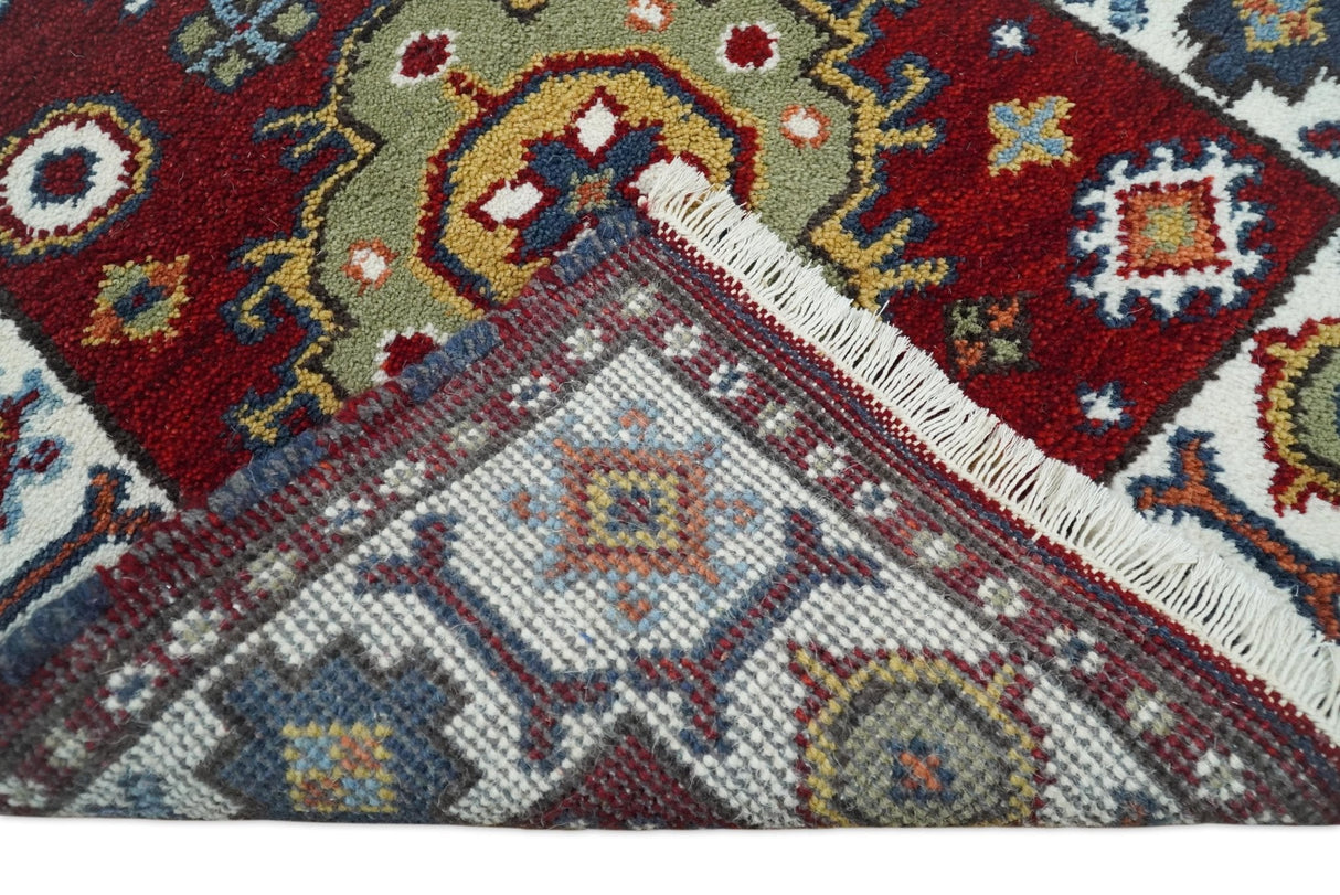 Hand Knotted Antique Kazak Runner Rust and Ivory Traditional Tribal Armenian Rug | KZA7