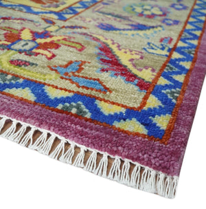Hand Knotted Beige, Gold and Purple Traditional 9x12 Wool Area Rug