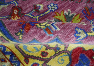 Hand Knotted Beige, Gold and Purple Traditional 9x12 Wool Area Rug