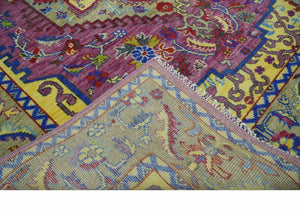 Hand Knotted Beige, Gold and Purple Traditional 9x12 Wool Area Rug
