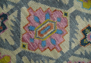 Hand Knotted Beige, Gray and Mustard Oriental 8x10 Wool Area Rug