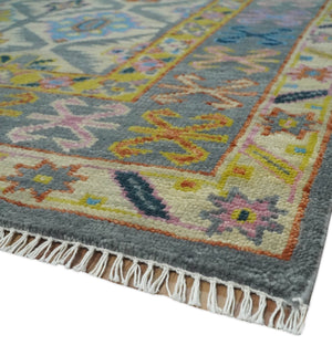 Hand Knotted Beige, Gray and Mustard Oriental 8x10 Wool Area Rug