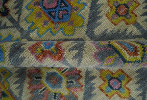 Hand Knotted Beige, Gray and Mustard Oriental 8x10 Wool Area Rug