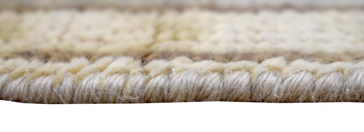 Hand Knotted Beige and Blue Antique Oushak Wool Runner Rug