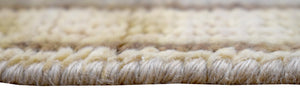 Hand Knotted Beige and Blue Antique Oushak Wool Runner Rug