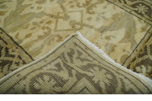 Hand Knotted Beige and Brown Heriz Serapi Traditional Oushak Wool Rug | N349266