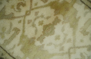 Hand Knotted Beige and Brown Heriz Serapi Traditional Oushak Wool Rug | N349266