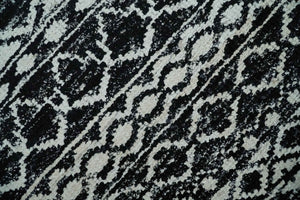 Hand Knotted Black and Ivory Modern Contemporary Tribal Trellis Recycled Silk Area Rug