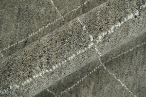 Hand Knotted Charcoal and White 9x12 Trellis Moroccan Rug Made with Fine Wool | TRDCP651912