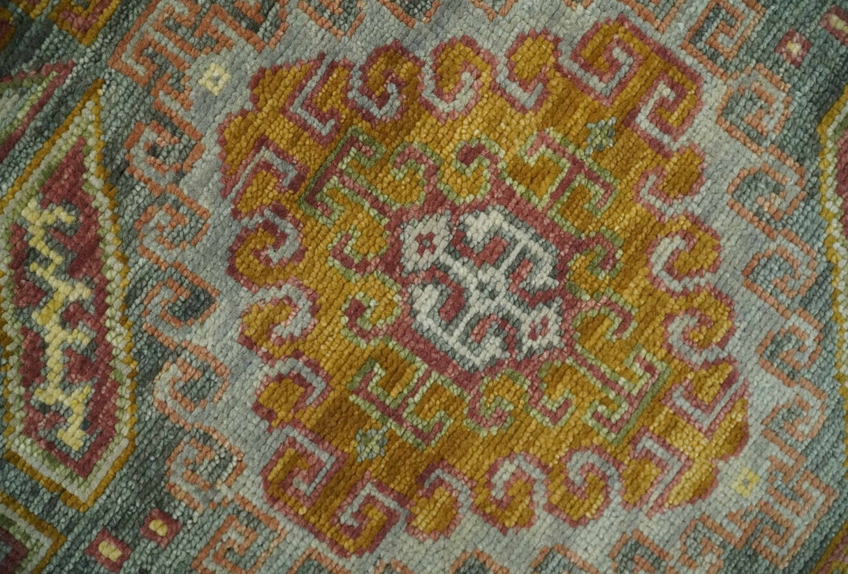 Hand Knotted Gold and Charcoal 8x10 Oriental Traditional Wool Area Rug