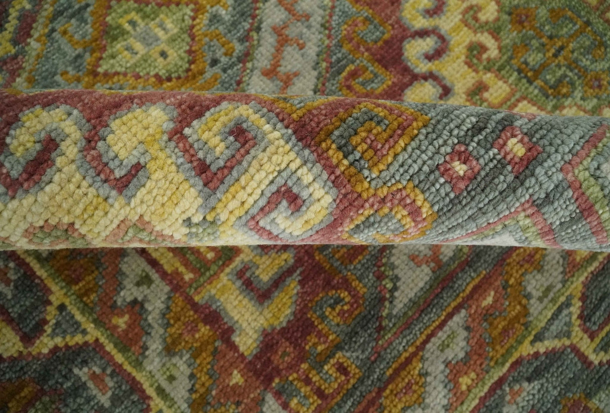 Hand Knotted Gold and Charcoal 8x10 Oriental Traditional Wool Area Rug