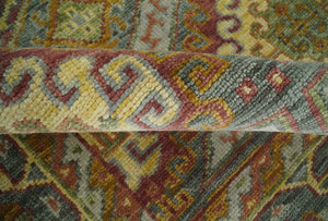 Hand Knotted Gold and Charcoal 8x10 Oriental Traditional Wool Area Rug