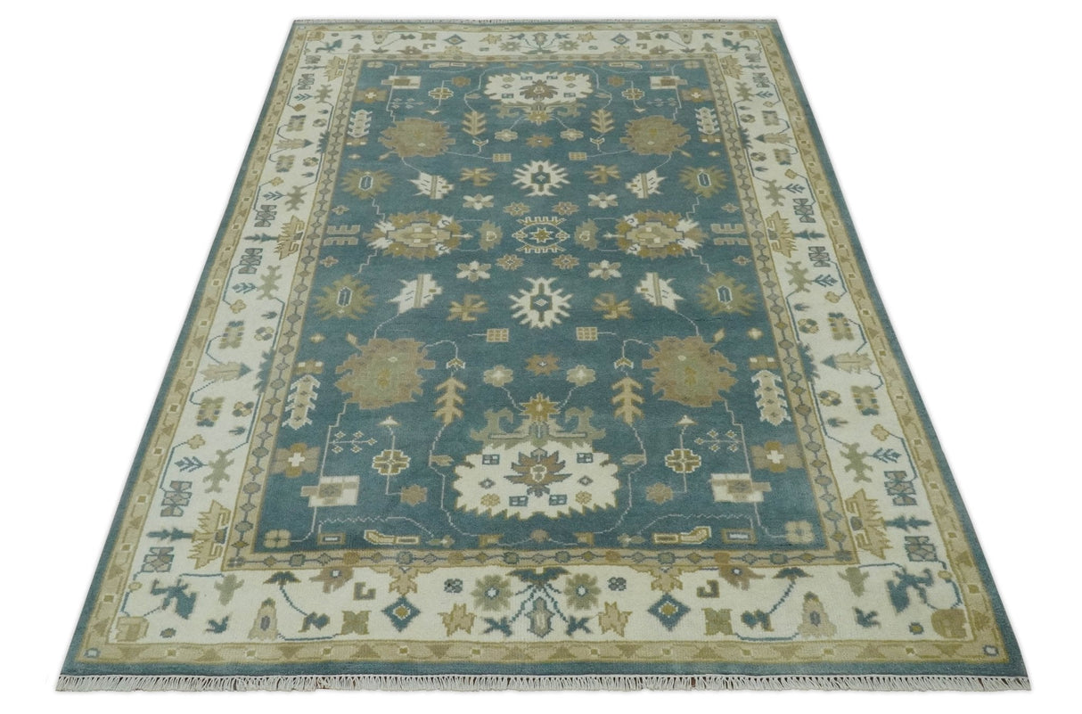 Hand Knotted Gray, Ivory and Beige Traditional Floral Custom Made wool rug