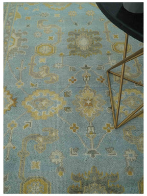 Hand Knotted Gray, Ivory and Mustard 6x8.8 Traditional Oriental Oushak wool rug